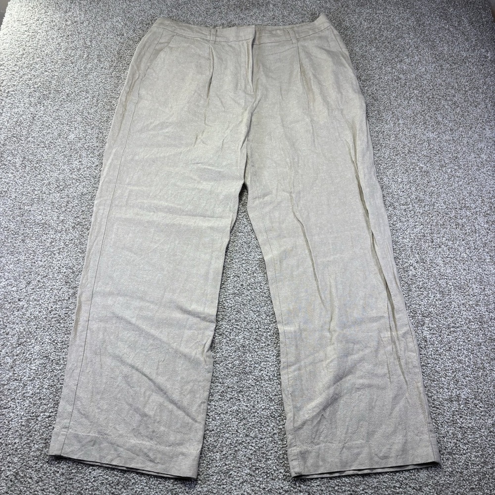 Old Navy Pants Womens Large Beige Taylor Wide Leg Trouser Extra High Rise Linen